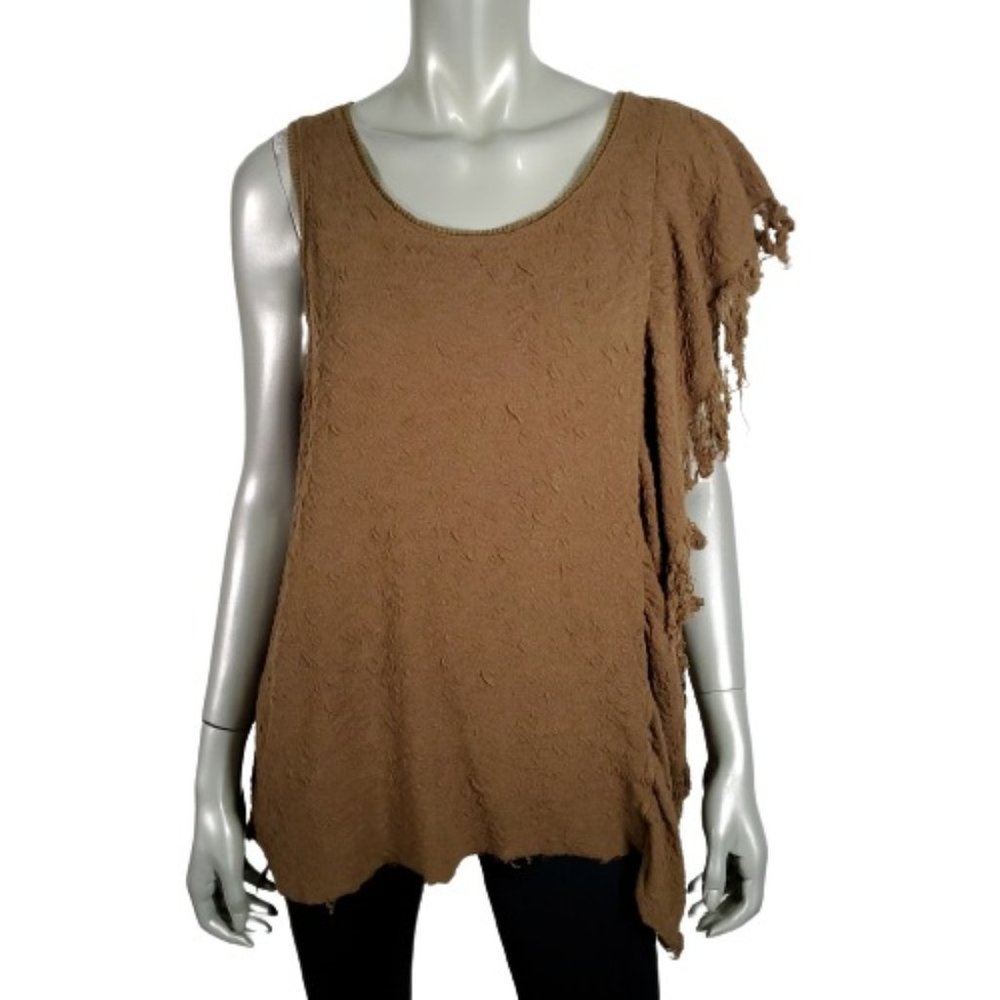 Free People Army Green Fringe Top Size M